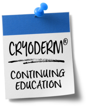 Sticky note with 'Cryoderm: Continuing Education' written on it