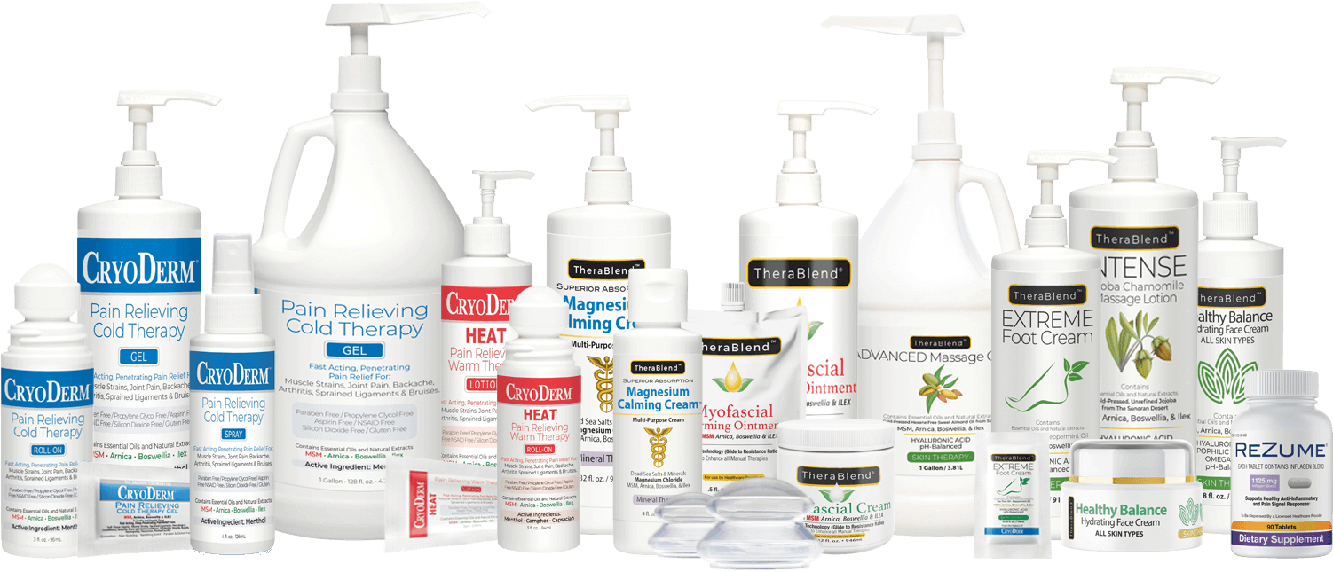 Cryoderm products lined up